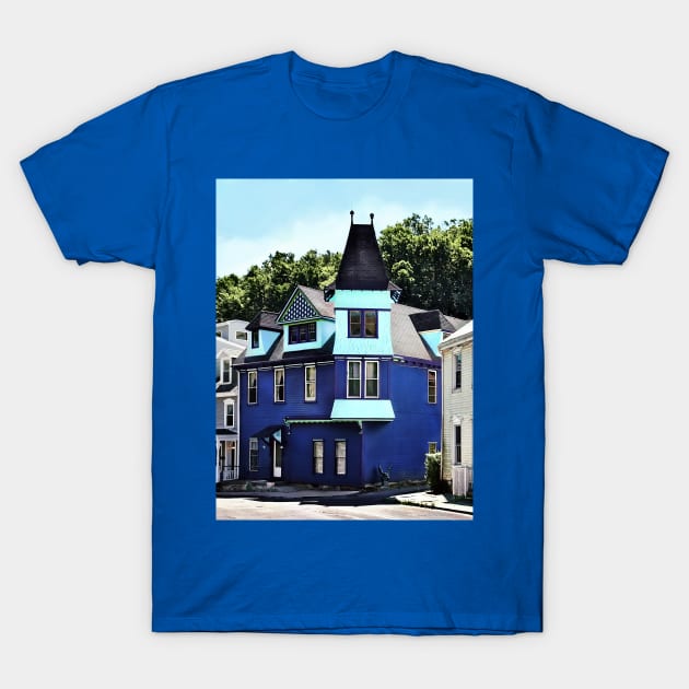 Jim Thorpe PA - Street With Blue Building T-Shirt by SusanSavad